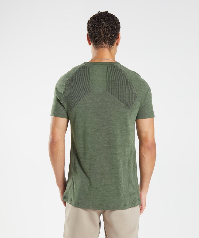 Men's Gymshark Retake Seamless T-Shirts Olive | NZ 9DLNSV